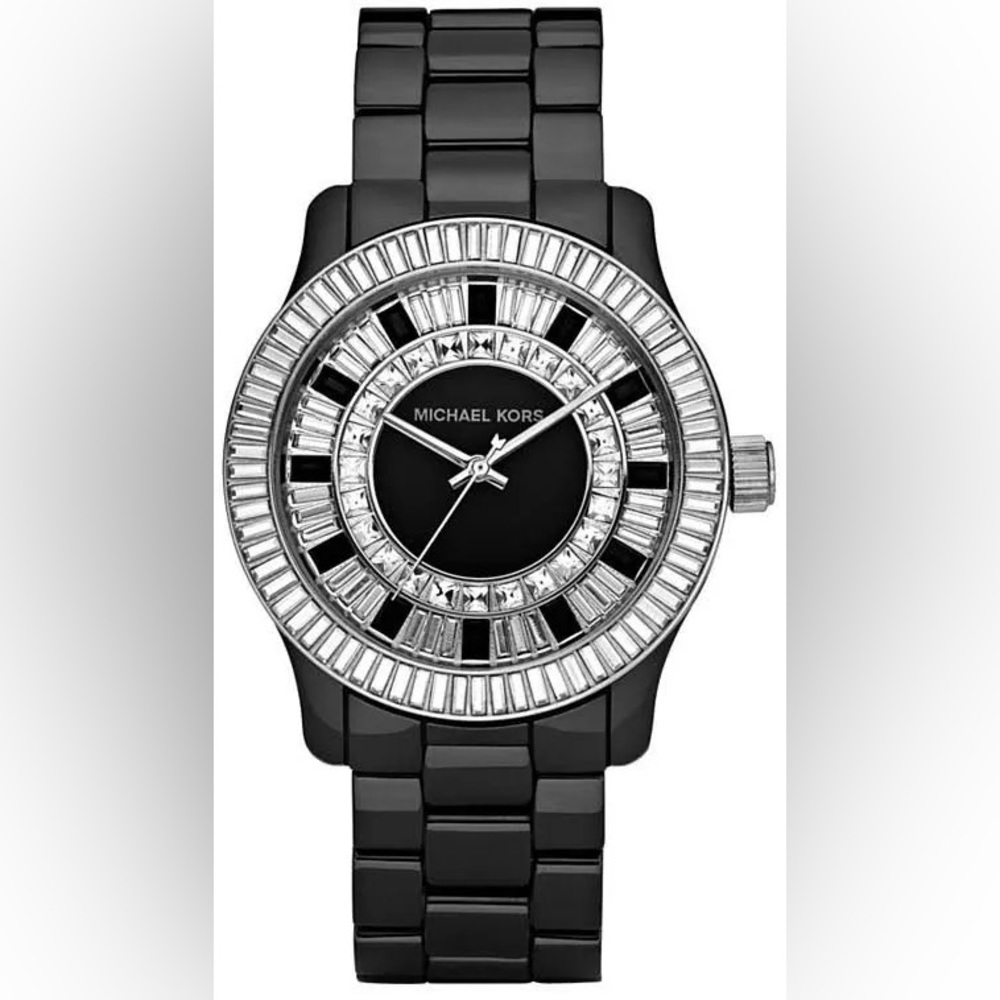 MICHAEL KORS Baguette Crystal Black Ceramic UNISEX Watch MK5362